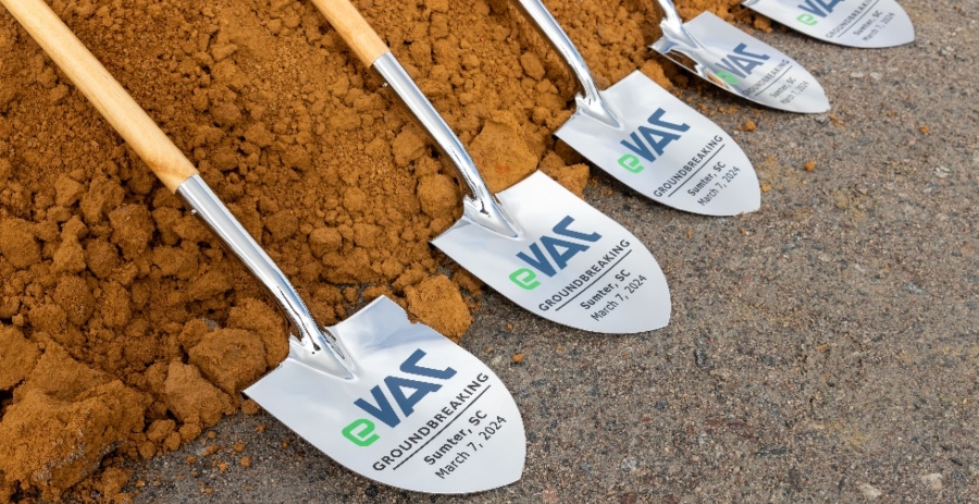 Local and company officials broke ground March 7 on the plant in Sumter County’s Pocotaligo Industrial Park. (Photo/e-VAC Magnetics)